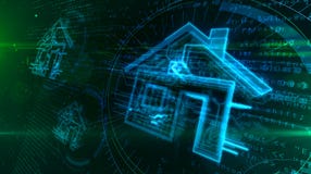 Умная иллюстрация концепции 3d дома IOT иллюстрация вектора Умная иллюстрация концепции 3d дома IOT иллюстрация вектора