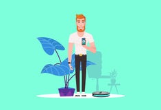 Умный пылесос на сини бесплатная иллюстрация Умный пылесос на сини бесплатная иллюстрация