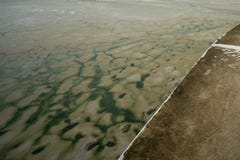 Условие воды или грязи во время низкого уровня приливного Это будет зеленой водой с серой грязью стоковая фотография rf Условие воды или грязи во время низкого уровня приливного Это будет зеленой водой с серой грязью стоковая фотография rf