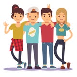 Усмехаясь молодые обнимая друзья Концепция вектора приятельства Adolescentes иллюстрация штока Усмехаясь молодые обнимая друзья Концепция вектора приятельства Adolescentes иллюстрация штока