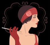 Установленные девушки язычка: ретро дизайн приглашения партии в стиле 20's иллюстрация штока Установленные девушки язычка: ретро дизайн приглашения партии в стиле 20's иллюстрация штока