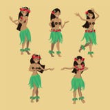 Установите девушку в танце Красивое грациозное гавайское hula танцев девушки в традиционном костюме Гирлянда и зеленая юбка Мульт иллюстрация вектора Установите девушку в танце Красивое грациозное гавайское hula танцев девушки в традиционном костюме Гирлянда и зеленая юбка Мульт иллюстрация вектора