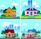 Установите с современными частными домами иллюстрация вектора Установите с современными частными домами иллюстрация вектора