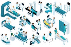 Установленные равновеликие, медицинские работники и пациенты, больничная койка, MRI, блок развертки рентгеновского снимка, блок р иллюстрация штока Установленные равновеликие, медицинские работники и пациенты, больничная койка, MRI, блок развертки рентгеновского снимка, блок р иллюстрация штока