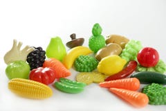 фальшивка fruits овощи игры поменянные пластмассой Стоковые Фото фальшивка fruits овощи игры поменянные пластмассой Стоковые Фото