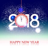 Фейерверки показывают на счастливый Новый Год 2018 над городом с часами бесплатная иллюстрация Фейерверки показывают на счастливый Новый Год 2018 над городом с часами бесплатная иллюстрация