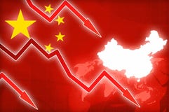 Финансовый кризис в стрелке Китая красной - предпосылке новостей концепции иллюстрация штока Финансовый кризис в стрелке Китая красной - предпосылке новостей концепции иллюстрация штока