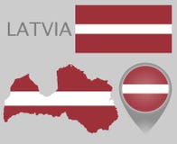 Флаг Латвии, карта и указатель карты бесплатная иллюстрация Флаг Латвии, карта и указатель карты бесплатная иллюстрация