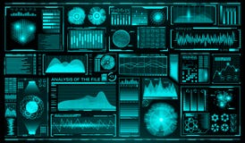 Футуристический комплект пользовательского интерфейса HUD Будущие infographic элементы Тема технологии и науки Ситема анализа ске Футуристический комплект пользовательского интерфейса HUD Будущие infographic элементы Тема технологии и науки Ситема анализа ске