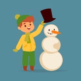 Характер вектора мальчика ребенк рождества играя xmas Нового Года шаржа снеговика рождества праздников детей зимы игр зимы Стоковые Фото Характер вектора мальчика ребенк рождества играя xmas Нового Года шаржа снеговика рождества праздников детей зимы игр зимы Стоковые Фото