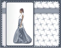 Холодная поздравительная открытка с элегантной женщиной в сером ballgown бесплатная иллюстрация Холодная поздравительная открытка с элегантной женщиной в сером ballgown бесплатная иллюстрация