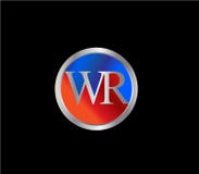 Цвета формы круга WR дизайн логотипа начального красного голубого серебряного более последний иллюстрация штока Цвета формы круга WR дизайн логотипа начального красного голубого серебряного более последний иллюстрация штока