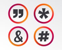 Цитата, значки сноски звездочки Символ Hashtag иллюстрация вектора Цитата, значки сноски звездочки Символ Hashtag иллюстрация вектора