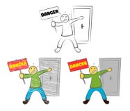 Человек держит опасность знака Смешной характер делая жест стопа Гай держа дверь Проход запрещен Утвержденный персонал o бесплатная иллюстрация Человек держит опасность знака Смешной характер делая жест стопа Гай держа дверь Проход запрещен Утвержденный персонал o бесплатная иллюстрация