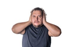 Человек покрывая его руки witn ушей, закрывая его глаза, изолированные на белой предпосылке Не слышать никакую злую концепцию стоковое изображение Человек покрывая его руки witn ушей, закрывая его глаза, изолированные на белой предпосылке Не слышать никакую злую концепцию стоковое изображение