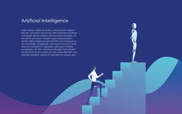 Человеческий против концепции вектора искусственного интеллекта Главный начальник средства AI к бизнесмену, стоя поверх лестниц с иллюстрация вектора Человеческий против концепции вектора искусственного интеллекта Главный начальник средства AI к бизнесмену, стоя поверх лестниц с иллюстрация вектора