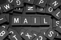 Черная буква кроет говорить черепицей слово & x22 по буквам; mail& x22; стоковое изображение Черная буква кроет говорить черепицей слово & x22 по буквам; mail& x22; стоковое изображение