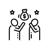 Черная линия значок для Induce, стимулирует и деньги иллюстрация вектора Черная линия значок для Induce, стимулирует и деньги иллюстрация вектора