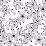 Черно-белые элегантные листья и цветки и ягоды безшовная картина, вектор иллюстрация вектора Черно-белые элегантные листья и цветки и ягоды безшовная картина, вектор иллюстрация вектора