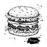 Чертеж бургера вектора винтажный Фаст-фуд нарисованный рукой monochrome i бесплатная иллюстрация Чертеж бургера вектора винтажный Фаст-фуд нарисованный рукой monochrome i бесплатная иллюстрация