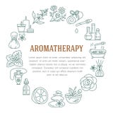 Шаблон круга ароматерапии и эфирных масел Vector линия иллюстрация отражетеля ароматерапии, масляной горелки, свечей курорта, inc Стоковые Фотографии RF Шаблон круга ароматерапии и эфирных масел Vector линия иллюстрация отражетеля ароматерапии, масляной горелки, свечей курорта, inc Стоковые Фотографии RF