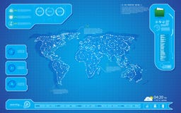 Шаблон предпосылки дизайна интерфейса UI hud нововведения технологии карты мира бесплатная иллюстрация Шаблон предпосылки дизайна интерфейса UI hud нововведения технологии карты мира бесплатная иллюстрация