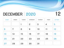 Шаблон года ДЕКАБРЯ 2020, вектор 2020, дизайн настольного календаря, начал иллюстрация штока Шаблон года ДЕКАБРЯ 2020, вектор 2020, дизайн настольного календаря, начал иллюстрация штока