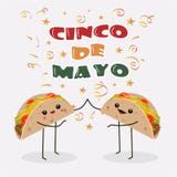 Шаблон дизайна плаката Cinco de Mayo с 2 жизнерадостными тако иллюстрация вектора Шаблон дизайна плаката Cinco de Mayo с 2 жизнерадостными тако иллюстрация вектора
