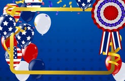 4-ый из США -го Дня независимости в июле, шаблона вектора с американским флагом и покрашенных воздушных шаров на голубой сияющей бесплатная иллюстрация 4-ый из США -го Дня независимости в июле, шаблона вектора с американским флагом и покрашенных воздушных шаров на голубой сияющей бесплатная иллюстрация