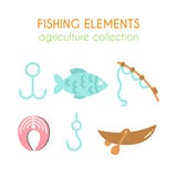 Элементы рыбной ловли вектора Шлюпка с иллюстрацией затворов Salmon стейк Рыболовная удочка в стиле шаржа Плоское argiculture бесплатная иллюстрация Элементы рыбной ловли вектора Шлюпка с иллюстрацией затворов Salmon стейк Рыболовная удочка в стиле шаржа Плоское argiculture бесплатная иллюстрация