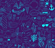 Элементы doodle летних каникулов установленные, безшовная картина Стоковые Изображения Элементы doodle летних каникулов установленные, безшовная картина Стоковые Изображения