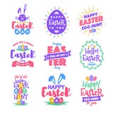 Эмблемы дня пасхи вектора стиль оформления colorfull счастливой установленный бесплатная иллюстрация Эмблемы дня пасхи вектора стиль оформления colorfull счастливой установленный бесплатная иллюстрация