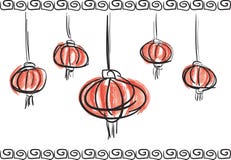 Эскиз щетки китайского lampion фонарика Нового Года художественный иллюстрация штока Эскиз щетки китайского lampion фонарика Нового Года художественный иллюстрация штока