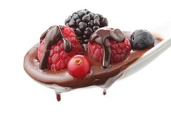 Ягоды предусматривают при изолированное chocolat молока стоковая фотография Ягоды предусматривают при изолированное chocolat молока стоковая фотография