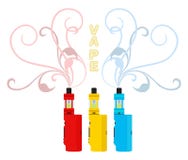 Яркие установленные приборы vape Жидкость Vaping, ингалятор дыма Плоское styl бесплатная иллюстрация Яркие установленные приборы vape Жидкость Vaping, ингалятор дыма Плоское styl бесплатная иллюстрация