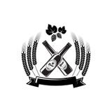 Ячмень винзавода харчевни бара паба бочонка логотипа пивной бутылки заваривая спиртной ярлык ленты еды черно-белый иллюстрация вектора Ячмень винзавода харчевни бара паба бочонка логотипа пивной бутылки заваривая спиртной ярлык ленты еды черно-белый иллюстрация вектора