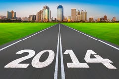 „Nieuwjaar 2014 concept“, weg met moderne stad. Stock Foto „Nieuwjaar 2014 concept“, weg met moderne stad. Stock Foto