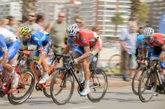 € de MONTEVIDEO, URUGUAY “1 de abril de 2018: ciclistas en la etapa pasada, edición 75 del Uruguay del ciclistica del vuelta fotografía de archivo libre de regalías € de MONTEVIDEO, URUGUAY “1 de abril de 2018: ciclistas en la etapa pasada, edición 75 del Uruguay del ciclistica del vuelta fotografía de archivo libre de regalías