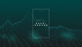 与微粒的绿色未来派抽象数字式wireframe风景加点, 3d技术背景 能使用为 皇族释放例证 与微粒的绿色未来派抽象数字式wireframe风景加点, 3d技术背景 能使用为 皇族释放例证