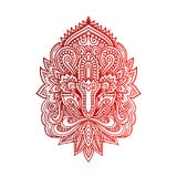 与种族装饰品的传染媒介印地安手拉的hamsa 美丽的印度ethnica装饰品 民间无刺指甲花纹身花刺样式 库存例证 与种族装饰品的传染媒介印地安手拉的hamsa 美丽的印度ethnica装饰品 民间无刺指甲花纹身花刺样式 库存例证