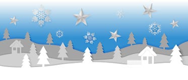 与雪花、星、层状小山和树的简单的无缝的纸裁减冬天传染媒介风景在蓝色背景 库存例证 与雪花、星、层状小山和树的简单的无缝的纸裁减冬天传染媒介风景在蓝色背景 库存例证