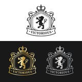 传染媒介组合图案商标模板 豪华冠设计 优美的葡萄酒狮子剪影 使用为旅馆,餐馆等 皇族释放例证 传染媒介组合图案商标模板 豪华冠设计 优美的葡萄酒狮子剪影 使用为旅馆,餐馆等 皇族释放例证