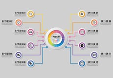 传染媒介Infographics元素与选择步的模板设计 企业数据与营销象的形象化时间安排 向量例证 传染媒介Infographics元素与选择步的模板设计 企业数据与营销象的形象化时间安排 向量例证