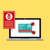 在便携式计算机传染媒介, malware概念,垃圾短信数据,欺骗互联网错误的机敏的通知 库存例证 在便携式计算机传染媒介, malware概念,垃圾短信数据,欺骗互联网错误的机敏的通知 库存例证