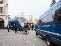 在恐怖袭击以后的史特拉斯堡法国在圣诞节市场上 免版税图库摄影 在恐怖袭击以后的史特拉斯堡法国在圣诞节市场上 免版税图库摄影