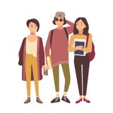 在白色背景或学生隔绝的小组学生 一起站立学校或大学的朋友 十几岁的男孩和 皇族释放例证 在白色背景或学生隔绝的小组学生 一起站立学校或大学的朋友 十几岁的男孩和 皇族释放例证