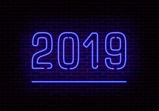愉快的2019新年霓虹灯传染媒介 被隔绝的减速火箭的透明霓虹灯作用 传染媒介illustra 库存例证 愉快的2019新年霓虹灯传染媒介 被隔绝的减速火箭的透明霓虹灯作用 传染媒介illustra 库存例证