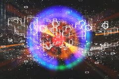 抽象科学小说未来派背景 透镜火光 空间或时间旅行的概念图象在明亮的光的 库存例证 抽象科学小说未来派背景 透镜火光 空间或时间旅行的概念图象在明亮的光的 库存例证