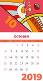 10月2019日历摘要当代艺术传染媒介 书桌,屏幕,桌面月10,2019,五颜六色的2019本日历模板 向量例证 10月2019日历摘要当代艺术传染媒介 书桌,屏幕,桌面月10,2019,五颜六色的2019本日历模板 向量例证