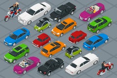 汽车象 平的3d等量优质城市运输 套都市公众和货运 免版税库存照片 汽车象 平的3d等量优质城市运输 套都市公众和货运 免版税库存照片